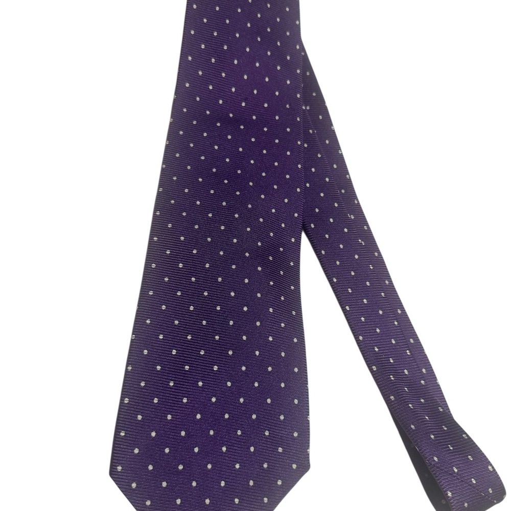 Polo Ralph Lauren Silk Neck Tie Italy Made Polka Dot Purple